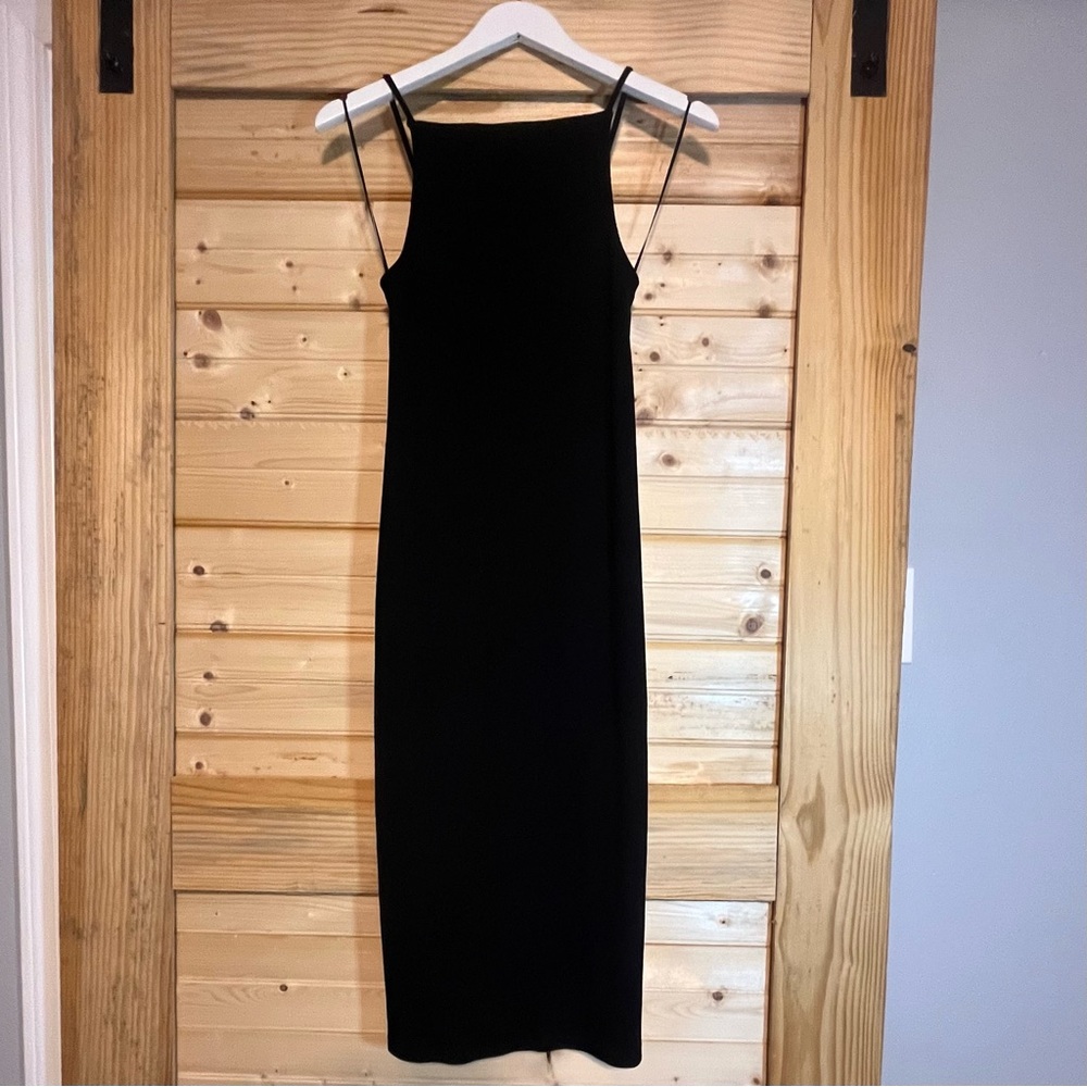 Old Navy Black Sheath Midi Dress Spaghetti Strap Cocktail